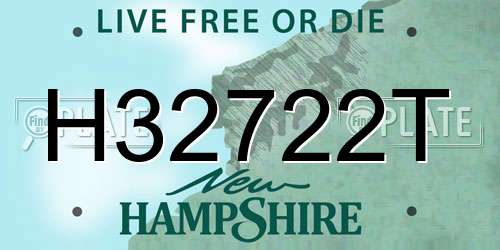 H32722T New Hampshire License Plate