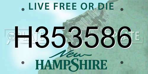 H353586 New Hampshire License Plate