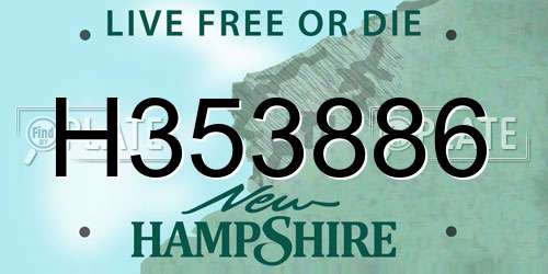 H353886 New Hampshire License Plate