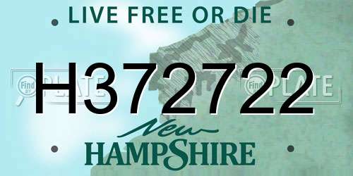 H372722 New Hampshire License Plate