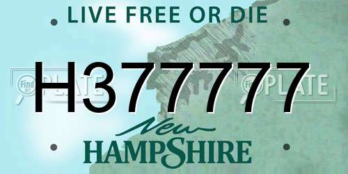 H377777 New Hampshire License Plate