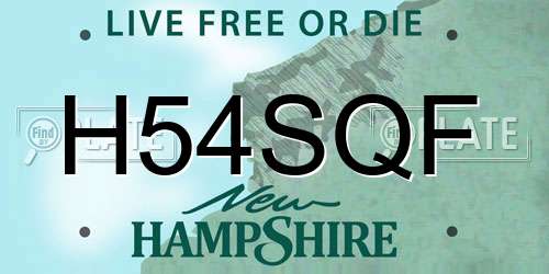 H54SQF New Hampshire License Plate