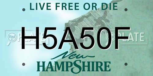 H5A50F New Hampshire License Plate