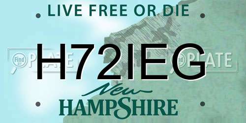 H72IEG New Hampshire License Plate