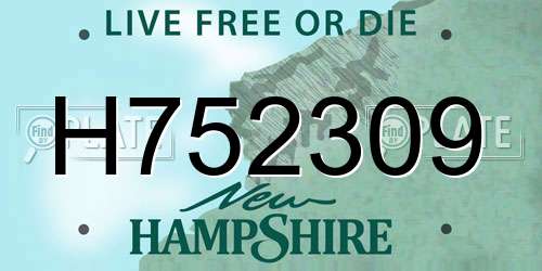 H752309 New Hampshire License Plate