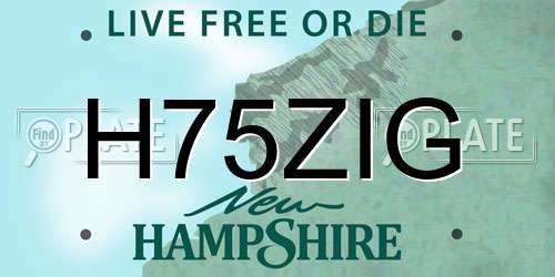 H75ZIG New Hampshire License Plate