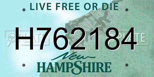H762184 New Hampshire License Plate