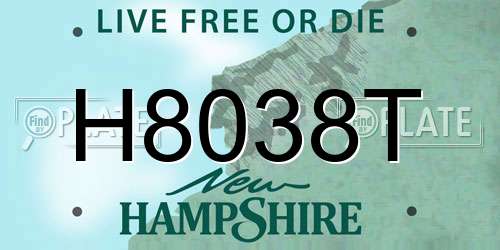 H8038T New Hampshire License Plate