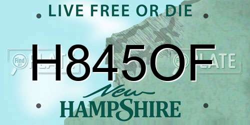 H845OF New Hampshire License Plate