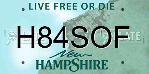 H84SOF New Hampshire License Plate