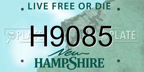 H9085 New Hampshire License Plate