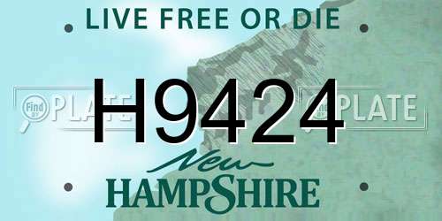 H9424 New Hampshire License Plate