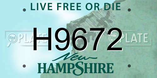 H9672 New Hampshire License Plate
