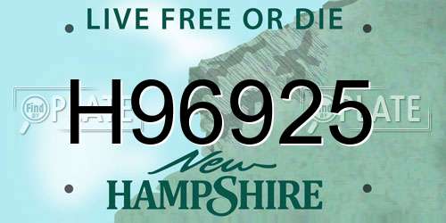 H96925 New Hampshire License Plate