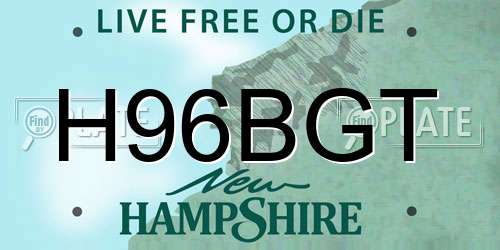 H96BGT New Hampshire License Plate