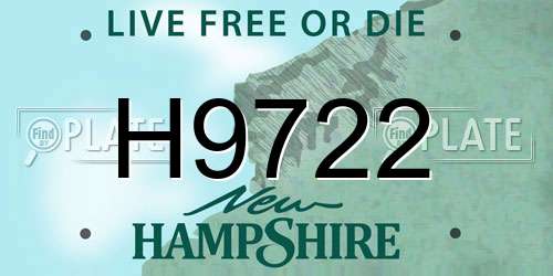 H9722 New Hampshire License Plate