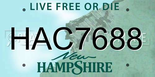 HAC7688 New Hampshire License Plate