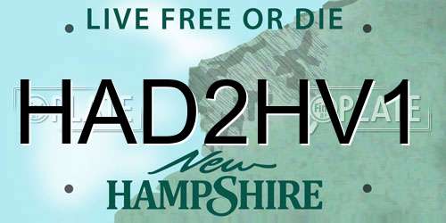 HAD2HV1 New Hampshire License Plate