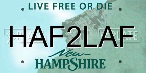 HAF2LAF New Hampshire License Plate