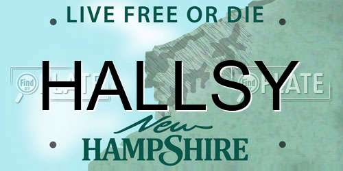 HALLSY New Hampshire License Plate