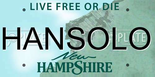 HANSOLO New Hampshire License Plate