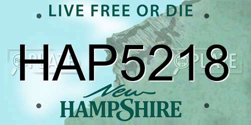 HAP5218 New Hampshire License Plate