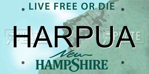 HARPUA New Hampshire License Plate