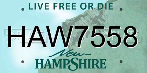 HAW7558 New Hampshire License Plate