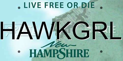 HAWKGRL New Hampshire License Plate