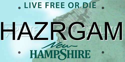 HAZRGAM New Hampshire License Plate