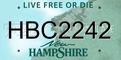 HBC2242 New Hampshire License Plate