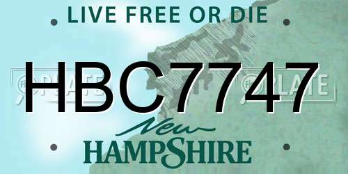 HBC7747 New Hampshire License Plate