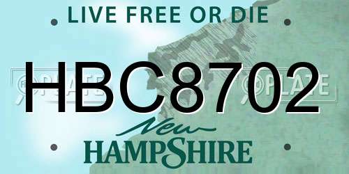 HBC8702 New Hampshire License Plate