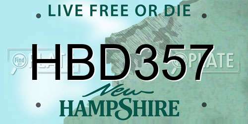 HBD357 New Hampshire License Plate