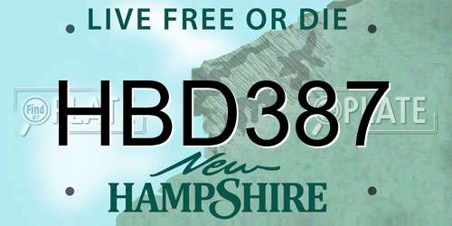 HBD387 New Hampshire License Plate