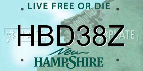 HBD38Z New Hampshire License Plate