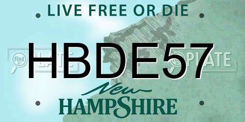 HBDE57 New Hampshire License Plate
