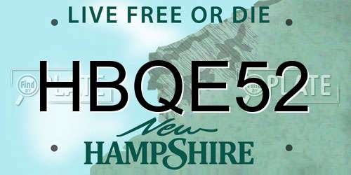 HBQE52 New Hampshire License Plate