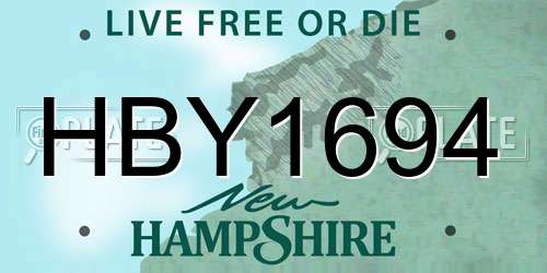 HBY1694 New Hampshire License Plate