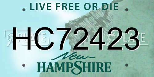 HC72423 New Hampshire License Plate