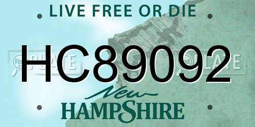 HC89092 New Hampshire License Plate