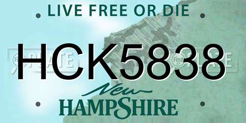 HCK5838 New Hampshire License Plate