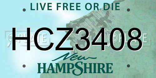 HCZ3408 New Hampshire License Plate