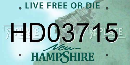 HD03715 New Hampshire License Plate