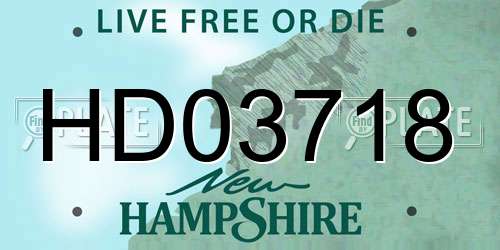 HD03718 New Hampshire License Plate