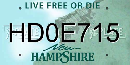 HD0E715 New Hampshire License Plate