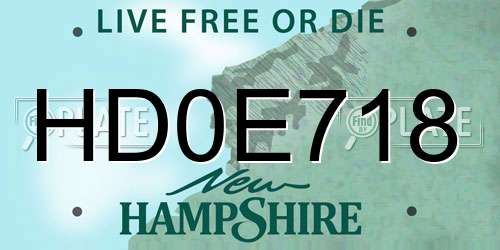 HD0E718 New Hampshire License Plate