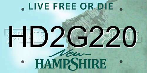 HD2G220 New Hampshire License Plate