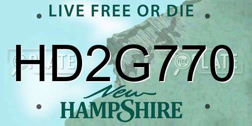 HD2G770 New Hampshire License Plate