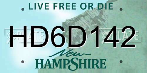 HD6D142 New Hampshire License Plate